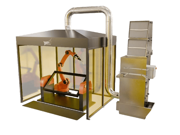 robotic welder safely behind glass